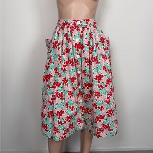 Cherry print loco lindo Midi Skirt - Red and Green